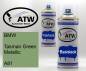 Preview: BMW, Tasman Green Metallic, A81: 400ml Sprühdose + 400ml Klarlack - Set, von ATW Autoteile West.